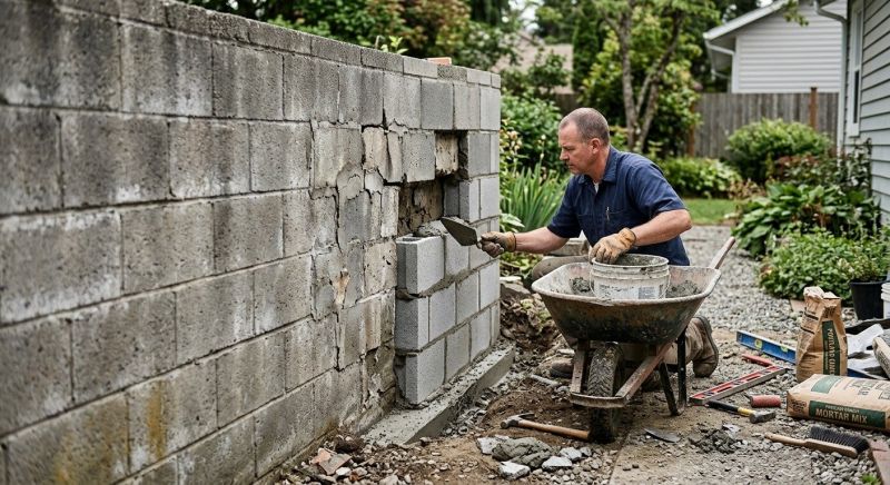 Cinder Block Wall Repair in Franklin, KY