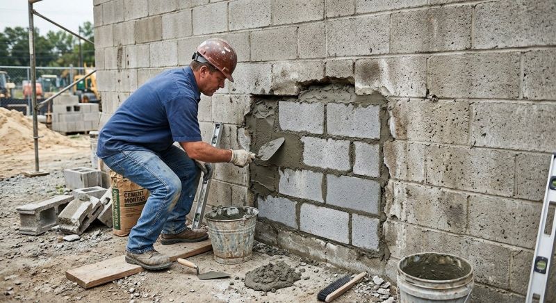 Cinder Block Wall Repair in Wilson County, TN