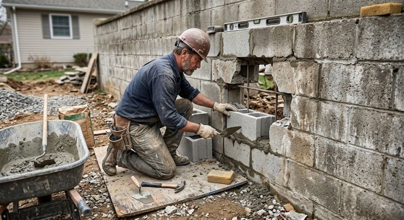 Concrete Block Wall Repair in Gallatin, TN
